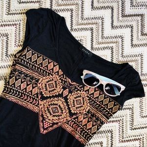 Aztec print shirt with open back (new)